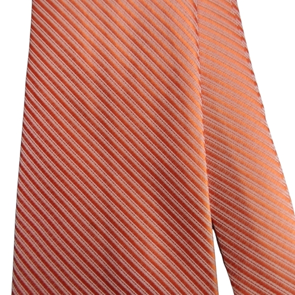 ✨ Two Tone Orange Stripe Handmade Silk Tie - Picture 3 of 6